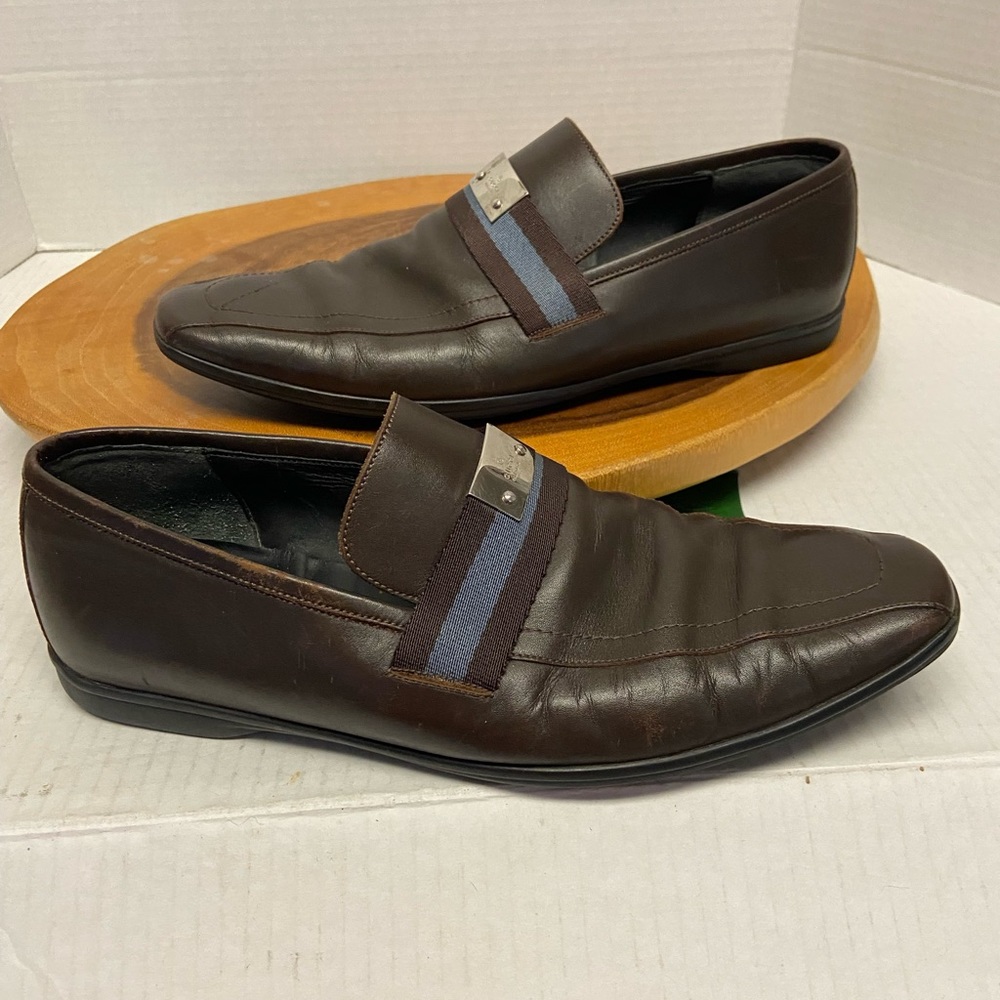 GUCCI Classic Coco Brown Striped Loafer - Picture 1 of 11